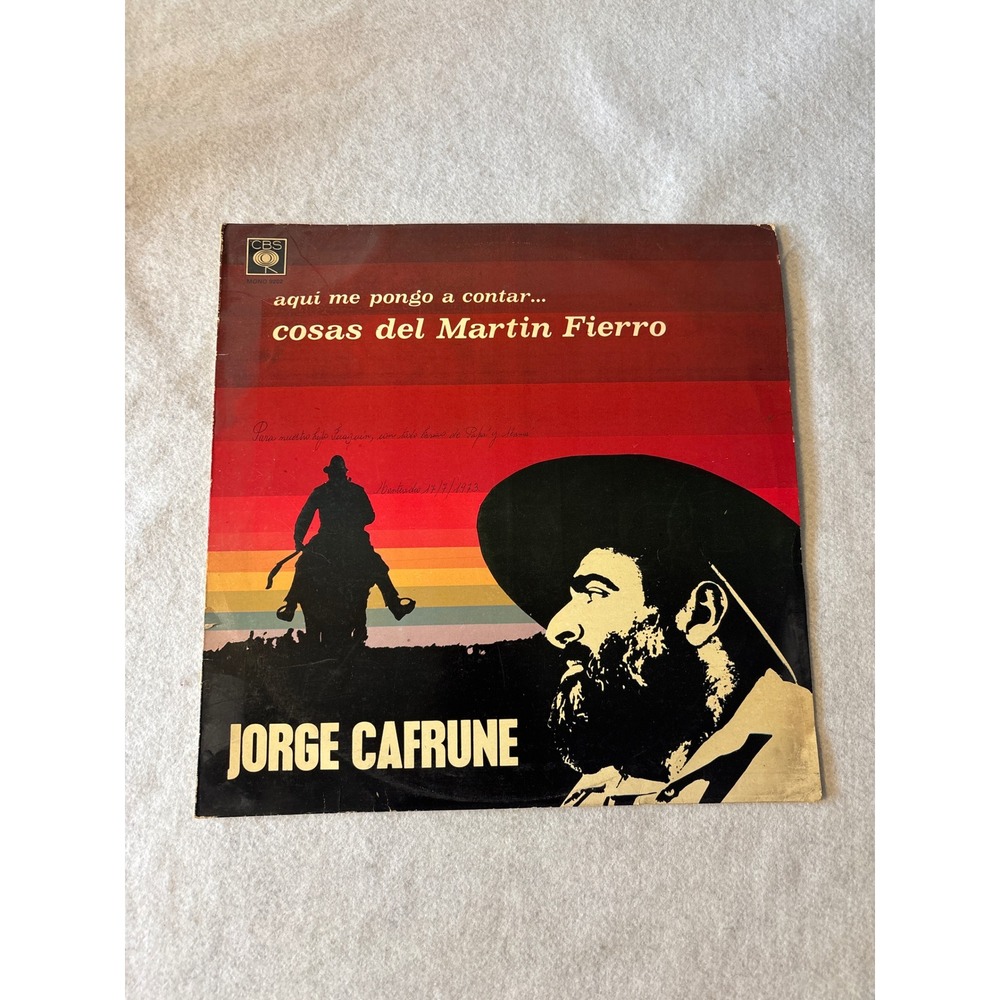 Jorge Cafrune Martin Fierro Vinyl LP 12" Black Good 1972 Uruguay‎ CBS 9.202 Mono